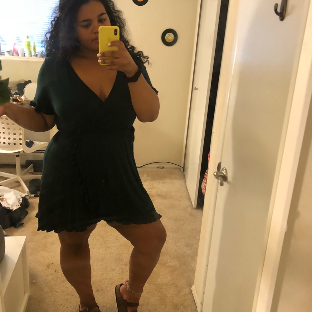 Forever 21 dark green wrap dress